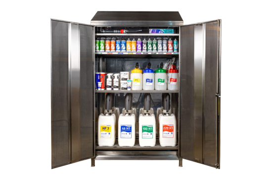 Lockable stainless-steel cabinets