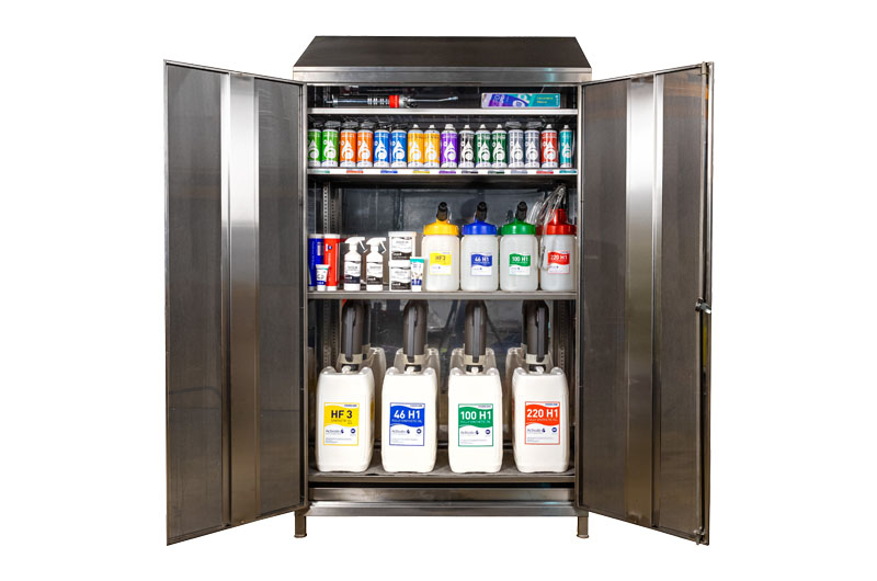 Lockable stainless-steel cabinets